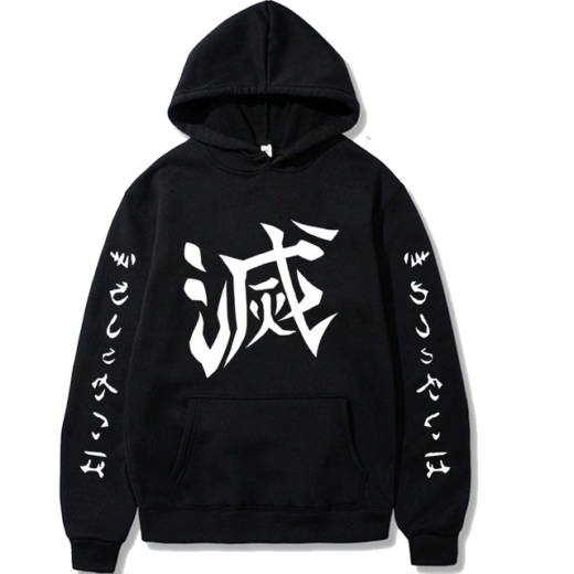 Худі чорний PrintBro Demon Slayer Tanjiro Zenitsu Inosuke