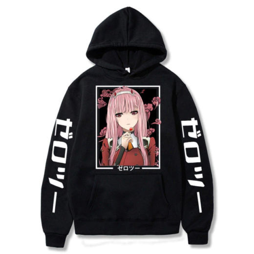 Худі чорний PrintBro Аніме Darling In The Franxx Битва Титанів