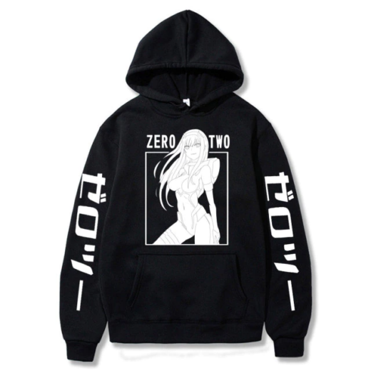 Худі чорний PrintBro Аніме black white print zero two