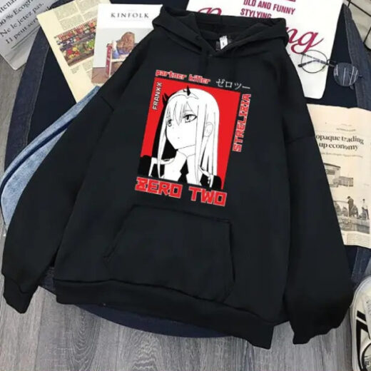 Толстовка чорна PrintBro аніме zero two franxx