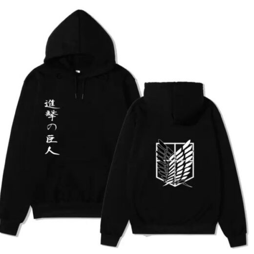 Толстовка чорна PrintBro аніме Атака титанів hip-hop style