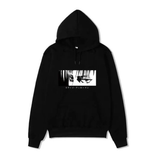 Толстовка чорна PrintBro аніме «Атака титанів eyes»