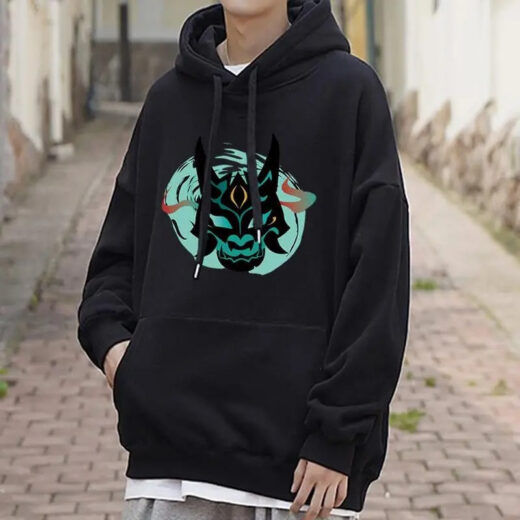Толстовка чорна PrintBro аніме "Genshin Impact Xiao"