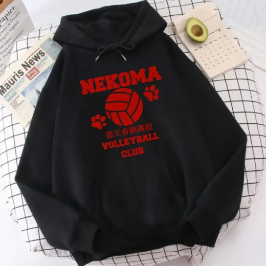 Толстовка чорна PrintBro аніме "Nekoma"