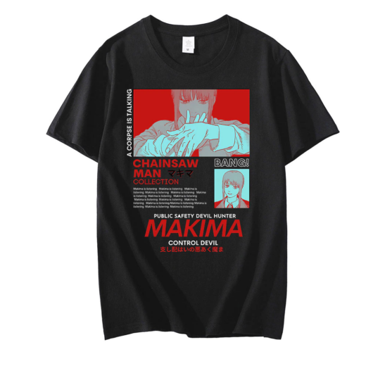 Футболка чорна PrintBro Аніме МАКІМА