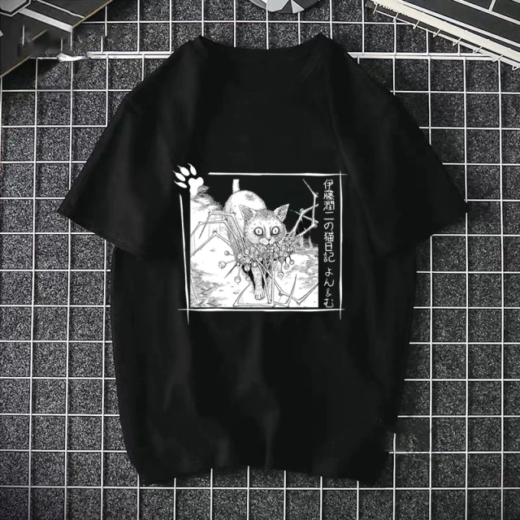 Футболка чорна PrintBro Аніме black white print