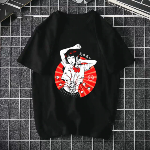 Футболка чорна PrintBro Аніме red print Харадзюку
