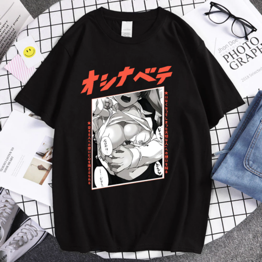 Футболка чорна PrintBro Аніме zero one Харадзюку