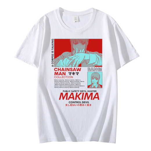 Футболка біла PrintBro Аніме red print makima