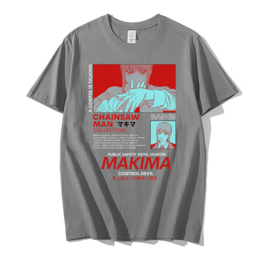 Сіра Футболка PrintBro Аніме МАКІМА