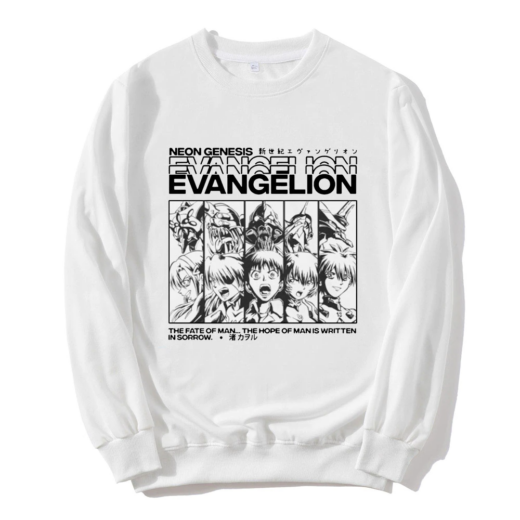 Світшот білий PrintBro Аніме evangelion