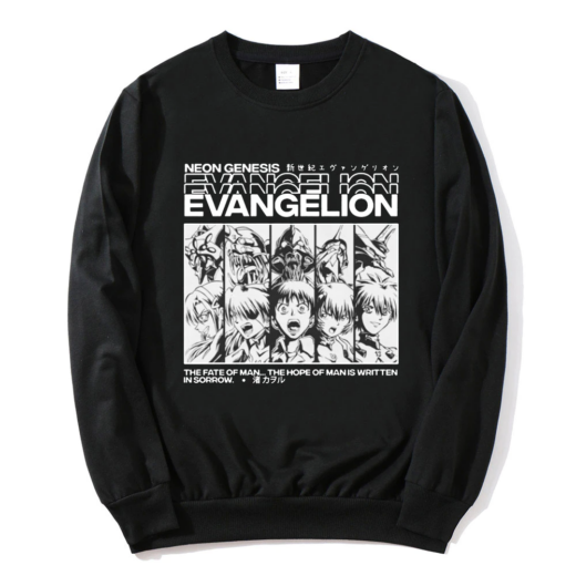 Світшот чорний PrintBro Аніме evangelion