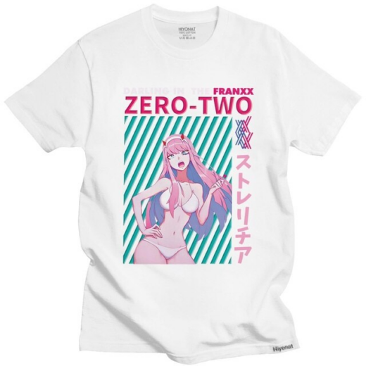 Футболка біла PrintBro Аніме Kawaii нуль два Darling в Franxx