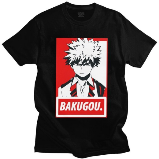 Футболка чорна PrintBro Аніме Katsuki Bakugo