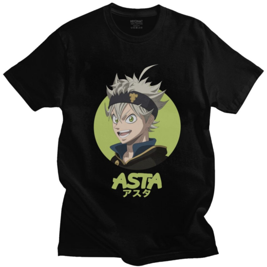 Футболка чорна PrintBro Аніме Аста, Fan Tee
