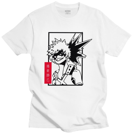 Футболка біла PrintBro Аніме Kawaii Katsuki Bakugo