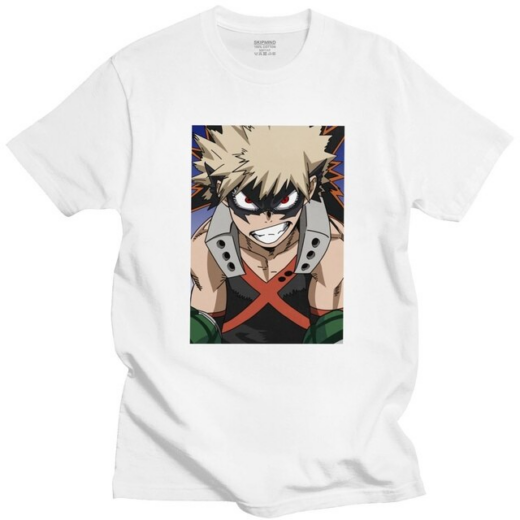 Футболка біла PrintBro Аніме Katsuki Bakugo Харадзюку