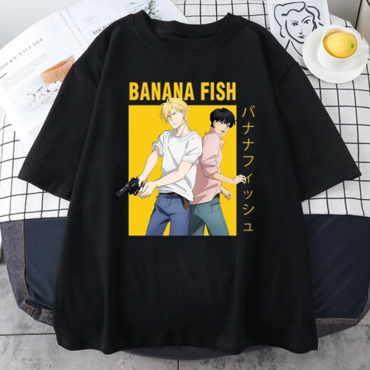 Футболка чорна PrintBro Аніме. Anime vol. 56 Banana Fish