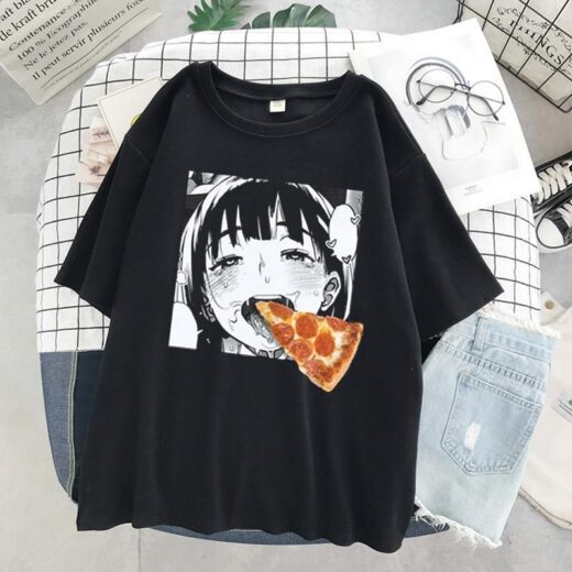 Футболка чорна PrintBro Аніме. Anime vol. 68 pizza