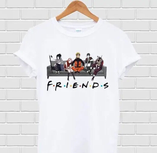 Футболка біла PrintBro аніме Friends Naruto