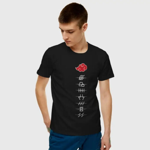 Футболка чорна PrintBro аніме «Akatsuki symbol white»