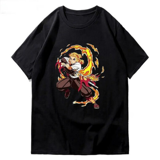 Футболка чорна PrintBro аніме Rengoku
