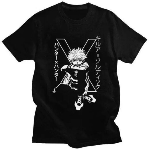 Футболка чорна PrintBro аніме Killua/Hunter Х Hunter