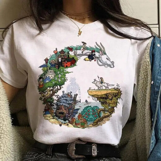 Футболка белая PrintBro аниме Хаяо Міядзакі