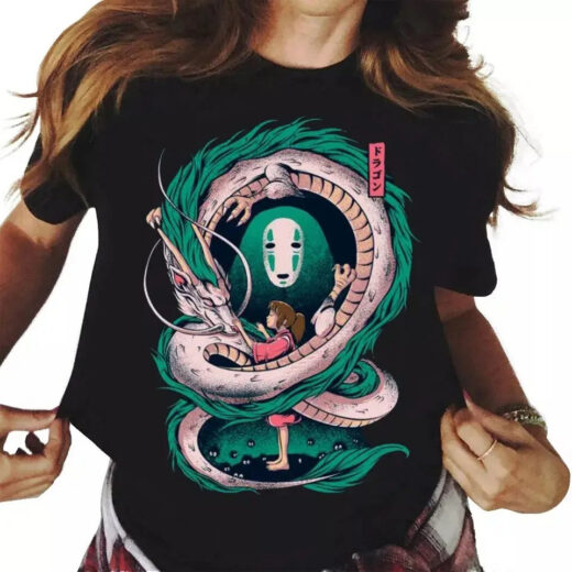 Футболка черная PrintBro аниме Віднесені примарами style