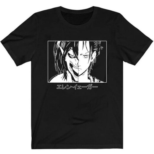 Футболка чорна PrintBro аніме attack on titan