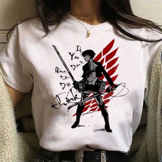 Футболка біла PrintBro аніме attack on titan харадзьяку принт