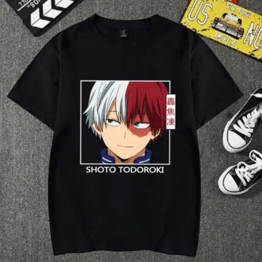 Футболка чорна PrintBro аніме Shoto Todoroki