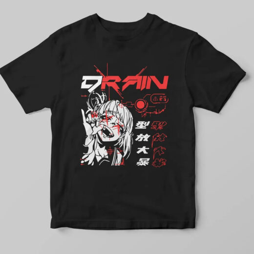 Футболка чорна PrintBro аніме Drain
