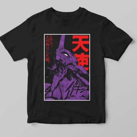 Футболка чорна PrintBro аніме Evangelion print