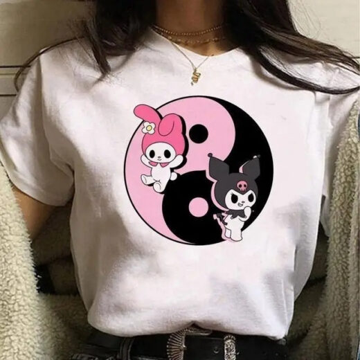 Футболка біла PrintBro аніме Kuromi & Melodi style