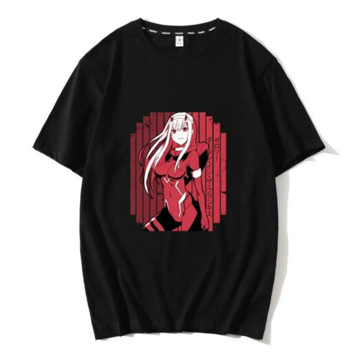 Футболка чорна PrintBro аніме Zero Two харадзьяку style