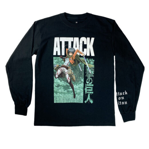 Світшот чорний PrintBro аніме Attack on Titan - Mikasa Battle