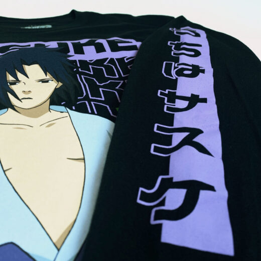 Світшот чорний PrintBro аніме Naruto Shippuden - Sasuke Wavy Kanji