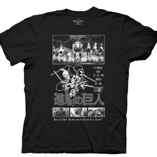 Футболка чорна PrintBro аніме Attack on Titan - Mercy Of The Titans