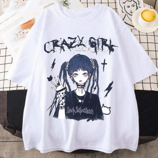 Футболка PrintBro аніме CRAZY GIRL біла