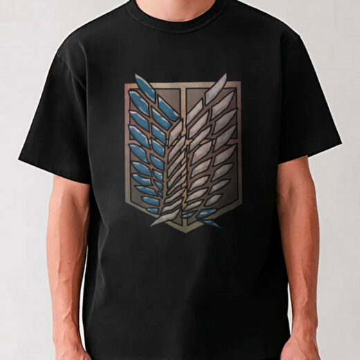 Футболка PrintBro Attack on Titan Атака титанів принт з крилами PG03697 goodreclama Чорний