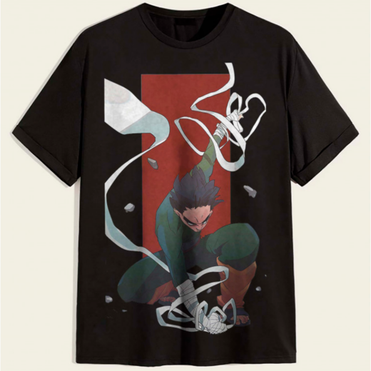 Футболка PrintBro Аніме Наруто "Naruto" Рок Лі PG03452 Чорний