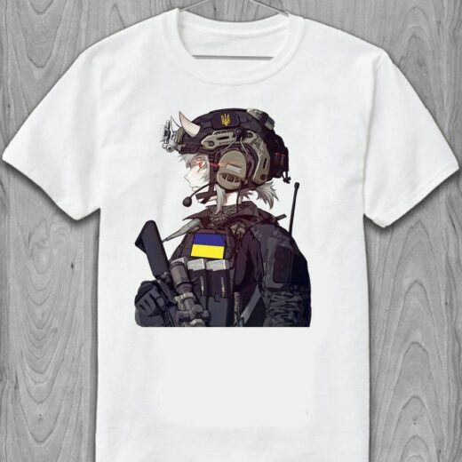 Футболка PrintBro military дівчата працюють. Арт у стилі аніме PG00107 Білий