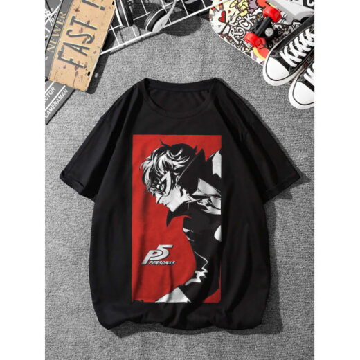 Футболка PrintBro Персона 5 Persona 5 анімє Joker red poster PG03437 Чорний
