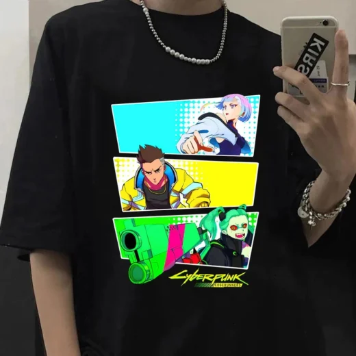 Футболка PrintBro аніме Кіберпанк: Ведмеді бігають по краю Art.001