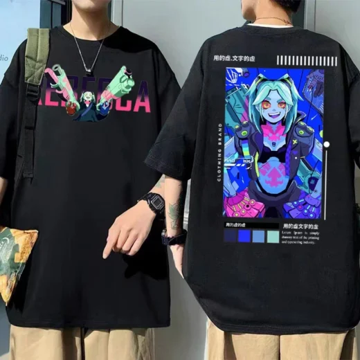 Футболка PrintBro аніме Кіберпанк: Ведмеді бігають по краю Art.012