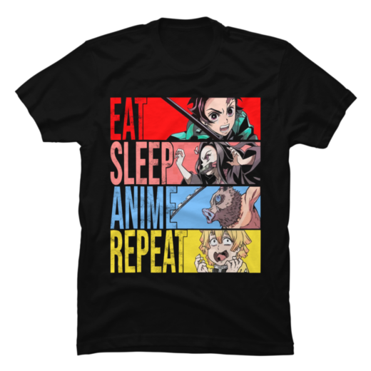 Футболка PrintBro Demon Slayer Eat Sleep Anime Repeat
