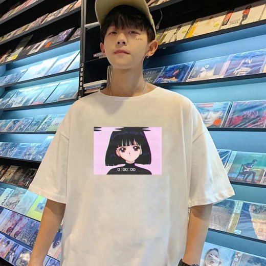 Підбір футболок ретро, японське аніме, Vaporwave unisex 1, Біла