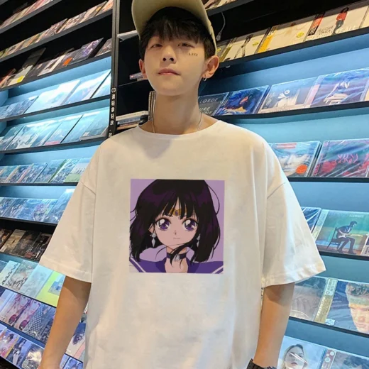 Підбір футболок ретро, японське аніме, Vaporwave unisex 3, Біла