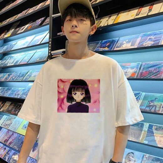 Підбір футболок ретро, японське аніме, Vaporwave unisex 5, Біла
